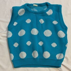 Vintage Blue + White Polka Dot Sleeveless Sweater Vest